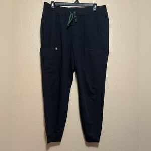 Fabletics Black Joggers with Green Drawstring